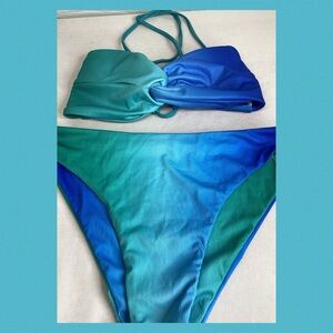 Zaful Gradient Blue and Green Bikini Set. 15